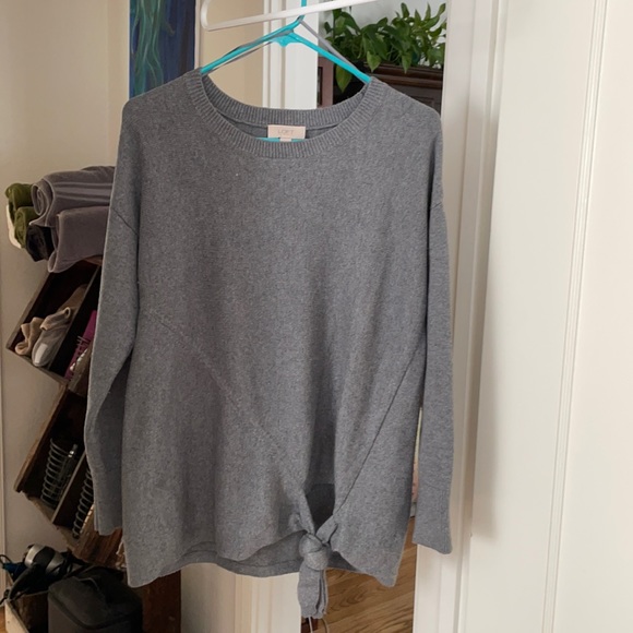 Loft tie-front sweater, medium, grey - Picture 1 of 3